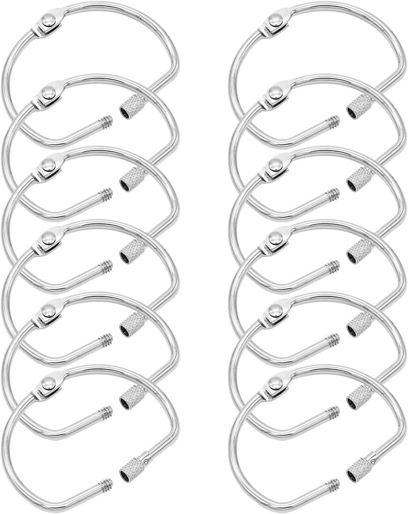 STSTECH 12 PCS 2 Inch D-Shaped Loose Leaf Binder Rings, Nickel Plated Metal Book Rings with Screw Lock for Index Cards, Documents, Keychains, DIY Crafts, Office, School, and Home Supplies (2 Inch) - Image 1